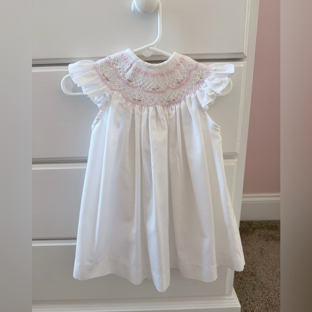 Smocked Rosebud Flutter Dress